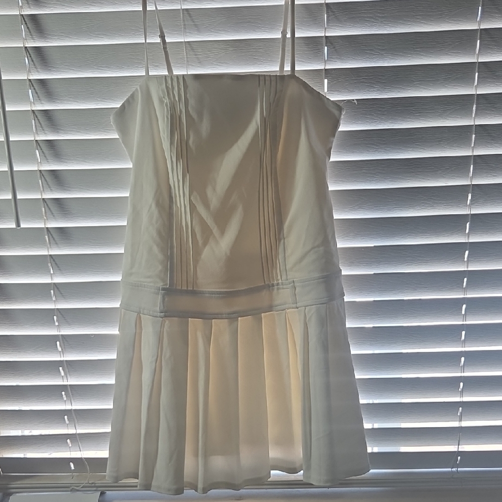 Wild Fable White Adjustable Strap Pleated Mini Dress